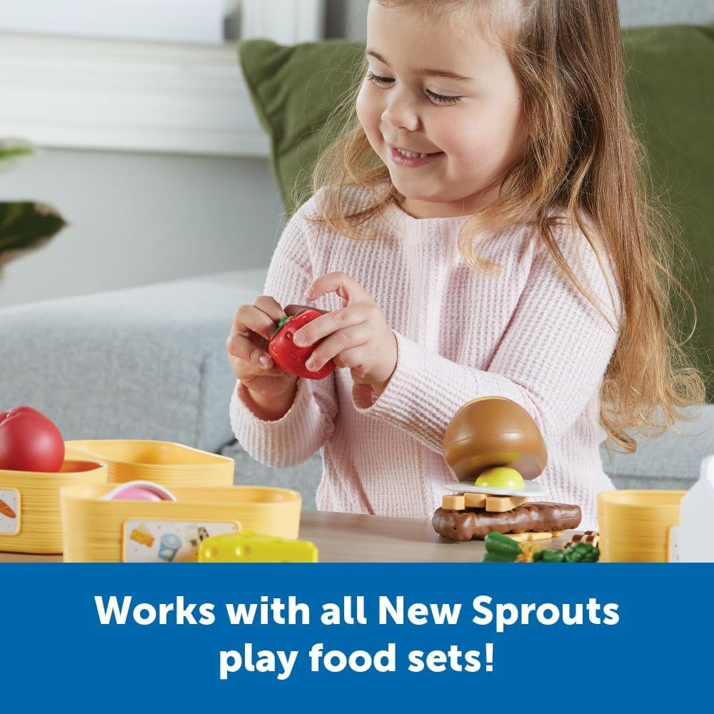 Learning Resources New Sprouts Pick ‘n’ Sort Food Groups, 26 Pieces, Ages 18 Months+, Grocery Store Pretend Play, Play Kitchen Accessories, Play Food for Toddlers
