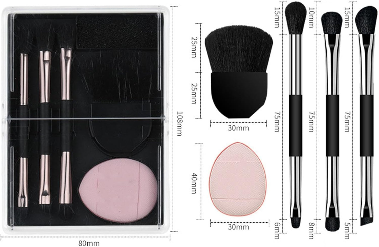 Make Up Brush Sets For Women, 8 Pieces Travel Makeup Brush Set Makeup Accessories With Storage Box, Portable Beauty Tools, Make Up Brushes For Women, Eyes, Cheeks, Lips, 3.15 x 4.25 Inches