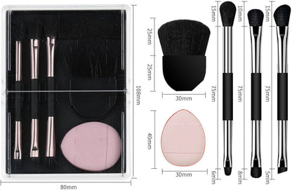Make Up Brush Sets For Women, 8 Pieces Travel Makeup Brush Set Makeup Accessories With Storage Box, Portable Beauty Tools, Make Up Brushes For Women, Eyes, Cheeks, Lips, 3.15 x 4.25 Inches