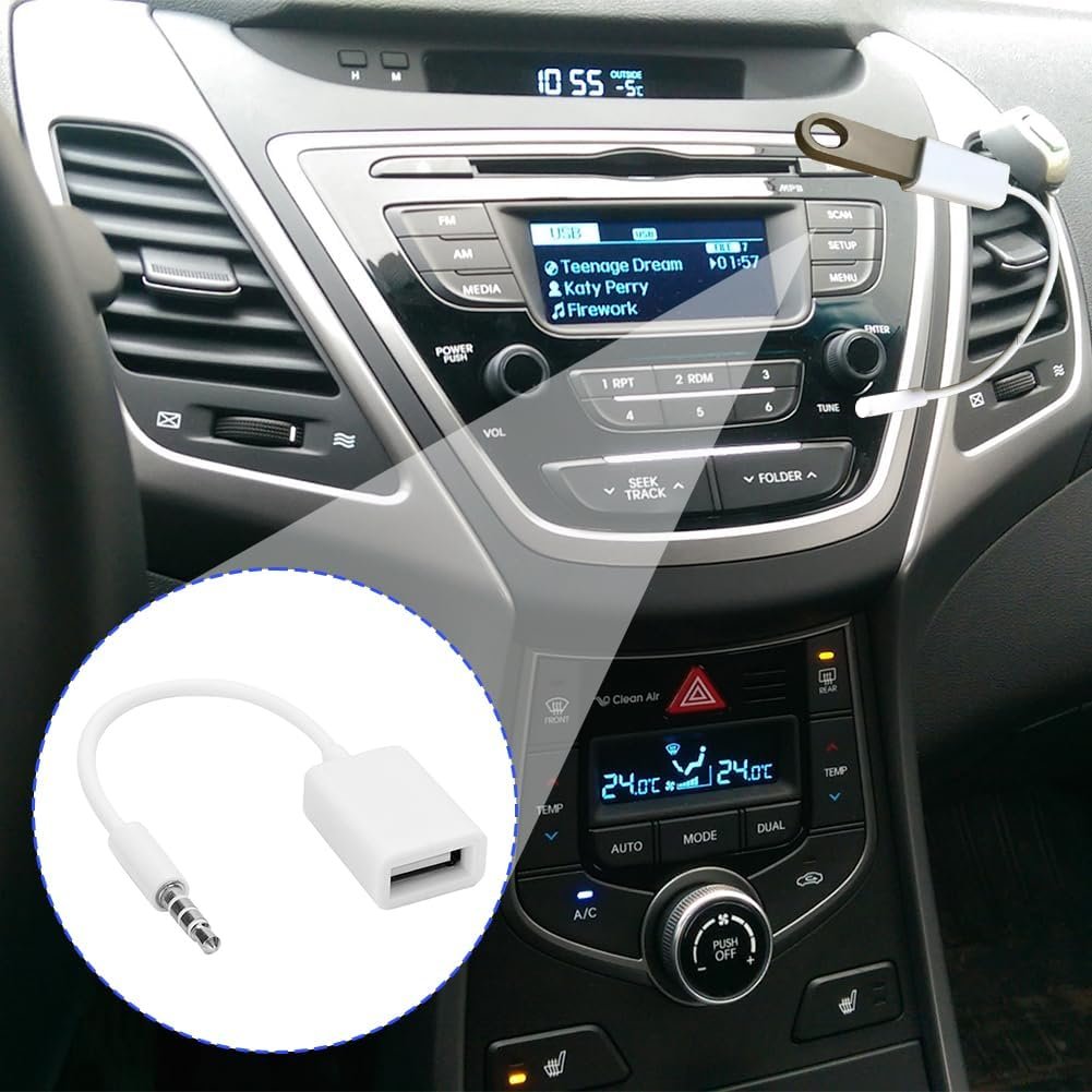 USB Female to 3.5mm Jack Audio Adapter, USB to Aux Audio Adapter 3.5mm Male Aux Plug Jack to USB 2.0 Converter Cable Cord Converter Cable for Playing Music with U Disk in Your Car