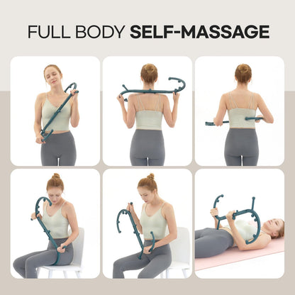 HubiCare Massage Stick, Massage Trigger Point Cane, Body Deep Tissue, Handheld Back, Neck, Shoulder, Leg and Feet, Muscle Release Tool Self Massage Hook Cane for Women & Men (Green)