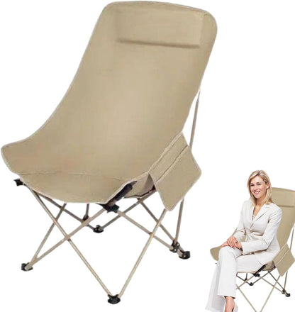 Folding Camping Chair, Portable Beach Seat, Breathable Outdoor Gear, 35.83x18.11x18.11 Inches Ideal for Garden, Hiking, Travel, Fishing, Picnic, Sports, Backyard Use, Khaki