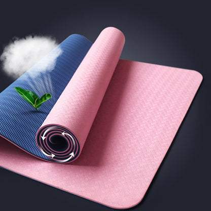 FP-TECH Yoga Mat Padded Non-Slip Fitness Pilates Gymnastics TPE Mat with Bag 183 x 68 x 0.8 cm