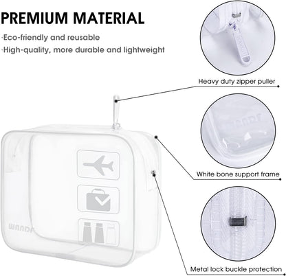 Clear Travel Toiletry Bags with Zippers Portable Waterproof Travel Accessories Quart Size Toiletries Cosmetic Pouch Makeup Bags for Men and Women (2pcs White)