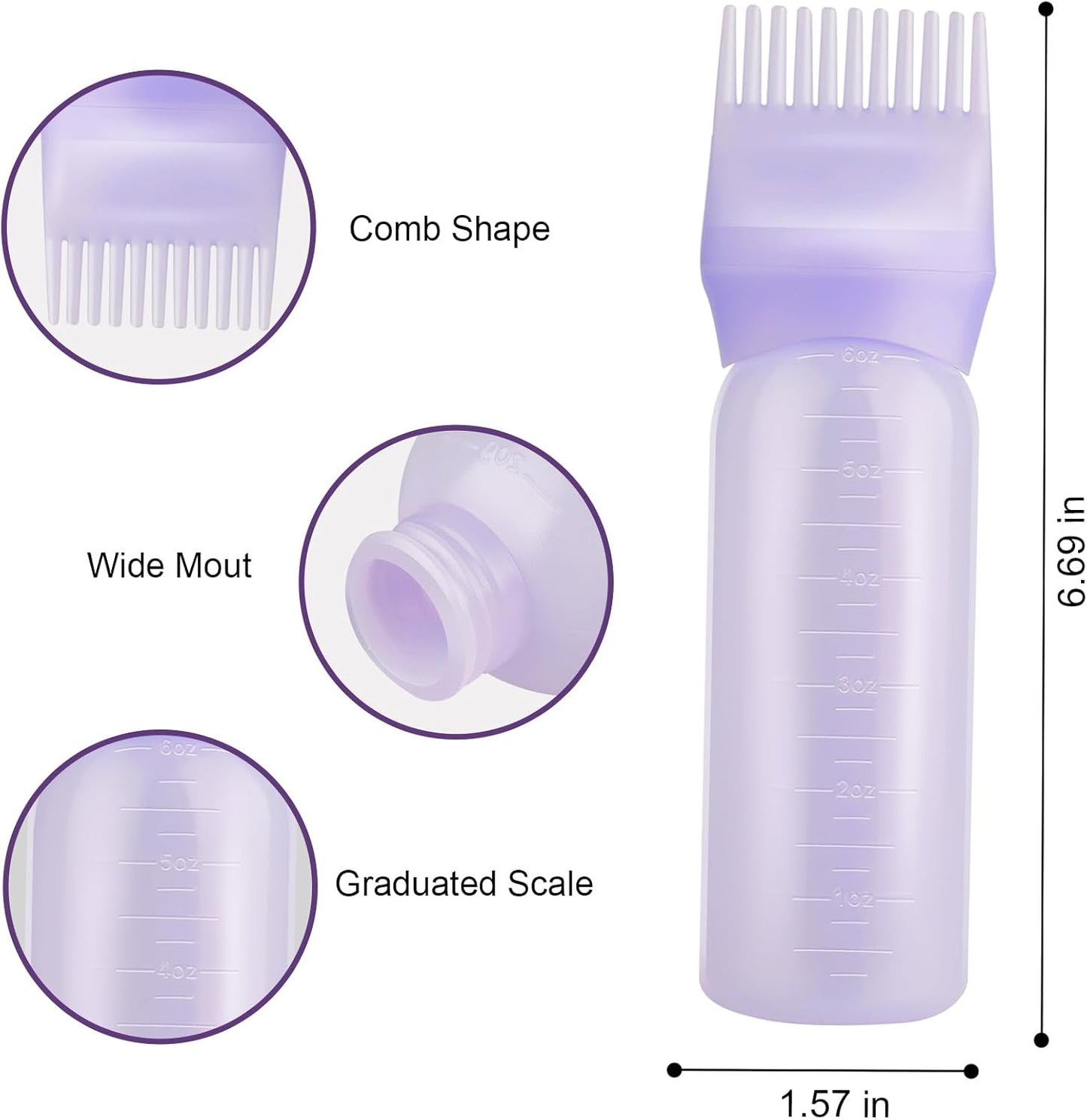 Gezimetie Root Comb 3 Pcs Scalp Massage Brush Applicator Bottle Hair Coloring Scalp Treatment Tools (Purple)
