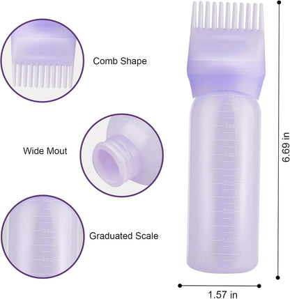 Gezimetie Root Comb 3 Pcs Scalp Massage Brush Applicator Bottle Hair Coloring Scalp Treatment Tools (Purple)