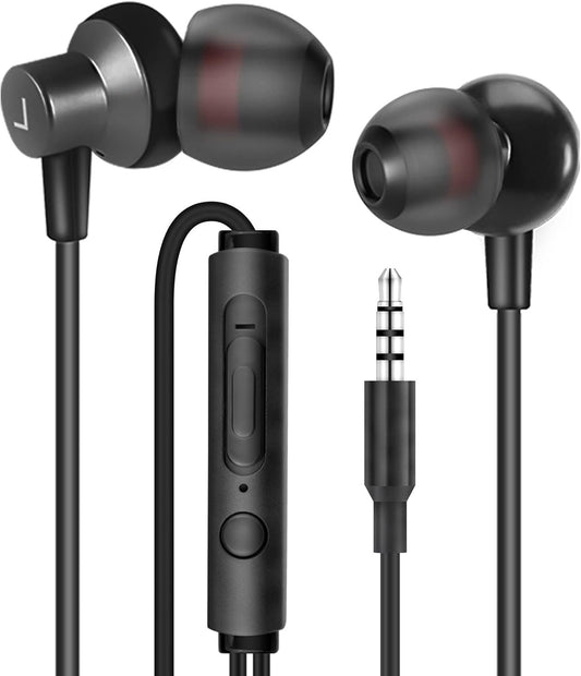 MAS Carney WI7 Wired Earphones in Black - in-Ear Earbuds with 3.5mm Jack and Microphone, Compatible with MP3/MP4 Players, iPods, Huawei, Samsung Galaxy S7/S8/S9 Earphones