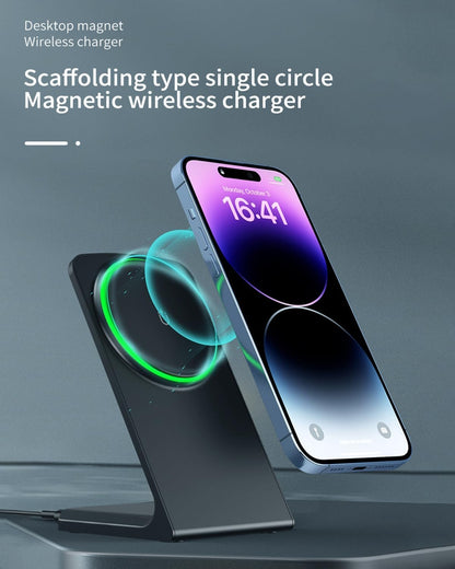 GEEKERA Magnetic Wireless Charger Stand, Fast Wireless Charger for iPhone 16/16 Pro/16 Plus/16 Pro Max/15/14/13/12 Series, Sleep-Friendly Charging Stand Dock for Nightstand Home Office