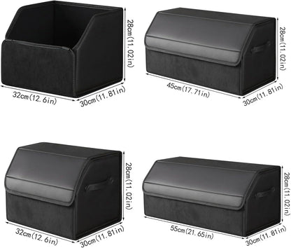 car organizers and storage for SUV,trunk organizer for sedan, leather foldable sleek box with lid,collapsible cargo bins, tool accessories containers,Collapsible Suede velvet (18 inch Covered)