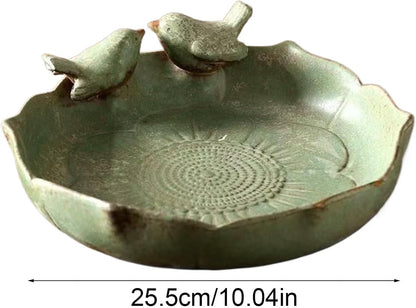 Vasca per uccelli in ceramica da 25,4 cm, ciotola multifunzionale per uccelli da giardino, con contenitore per irrigazione pappagalli, decorazione per terrazza, balcone e prato