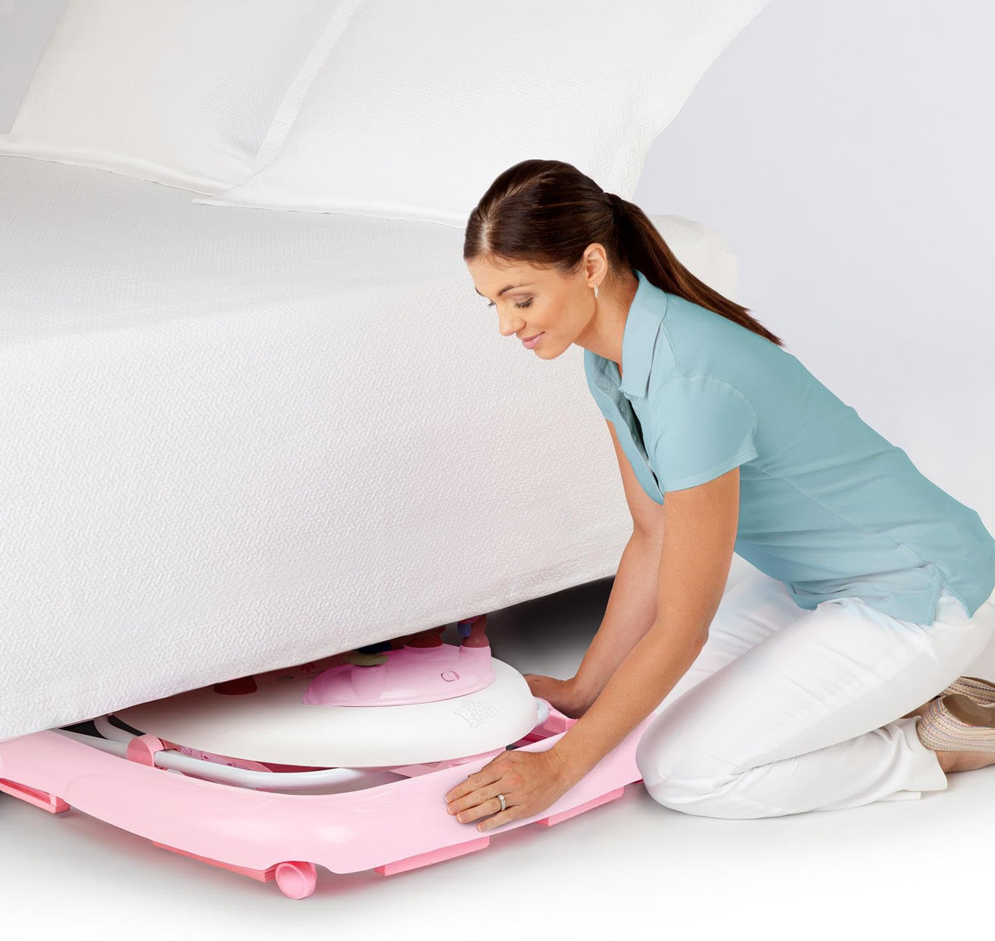 Bright Starts, June Berry Folding Baby Walker – Removable Electronic Play Station with Lights and Melodies, Height Adjustable, Easy Storage, Pink, from 6 Months+