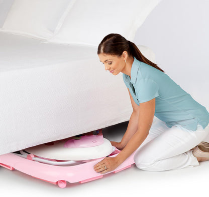 Bright Starts, June Berry Folding Baby Walker – Removable Electronic Play Station with Lights and Melodies, Height Adjustable, Easy Storage, Pink, from 6 Months+