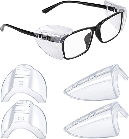 2 Pairs Safety Glasses Side Shields, Slip on Clear Side Shields for Glasses Eye Protection Lunette, Fits Small to Medium Eyeglasses clip on (2)
