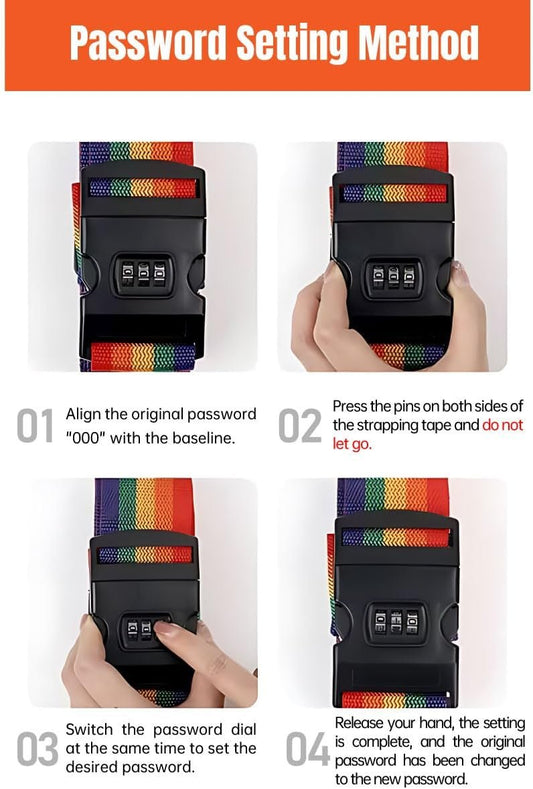 Luggage Strap Code Password Travel Suitcase Secure Lock Safe Nylon Packing Belt, Adjustable Nylon Packing Belt, Durable Suitcase Security