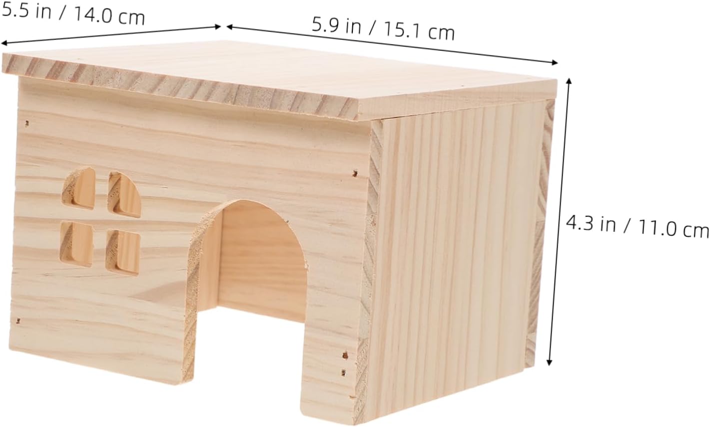 Milisten Wood Hamster House with Feeding and Watering Platform Natural Wood Hideout for Hamsters Chinchillas and Small Pets Easy to Maintain Climbing with Integrated Functionality