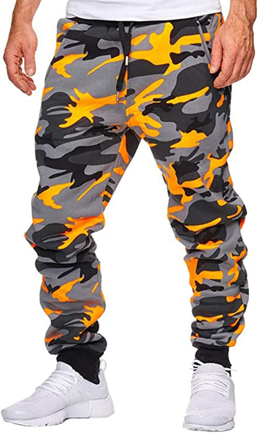 Tech Pant Pantaloni Fitness Casual Shot Uomo Sport Camouflage Jogging Stampa Pantaloni Uomo Pantaloni Running Pant, Arancione, XL