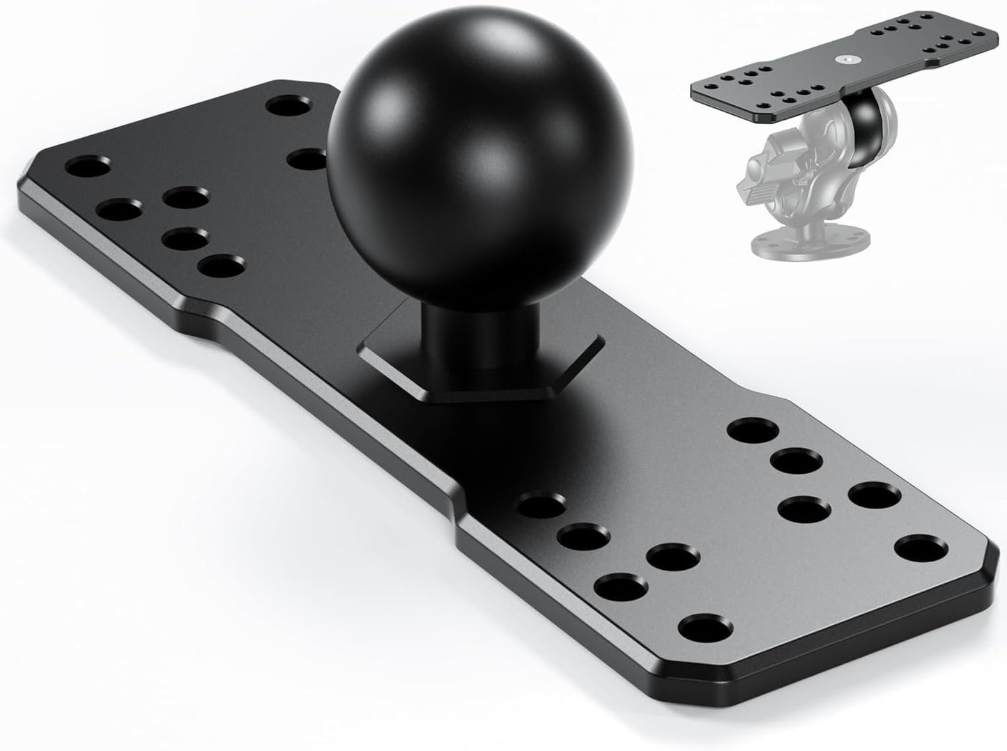 BRCOVAN Aluminum Alloy Marine Electronic Plate with 1.5'' TPU Ball for RAM Mounts C Size Double Socket Arm for Garmin/Humminbird/Lowrance GPS Chartplotters, Fishfinders and Marine Electronic Mount