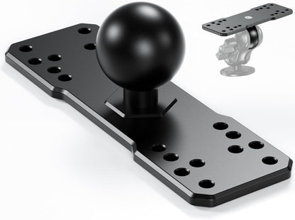 BRCOVAN Aluminum Alloy Marine Electronic Plate with 1.5'' TPU Ball for RAM Mounts C Size Double Socket Arm for Garmin/Humminbird/Lowrance GPS Chartplotters, Fishfinders and Marine Electronic Mount