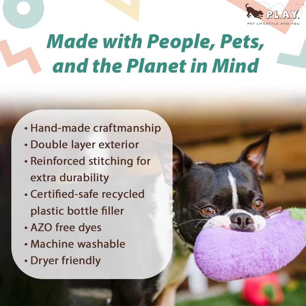 P.L.A.Y. PY7024ASF Farm Fresh Toys Plush Toy for Dogs and Cats Eggplant/Aubergine