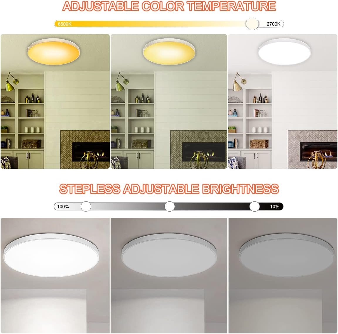 Hitish RGB Ceiling Light, 30W 2200LM Smart Ceiling Light with Remote & Smart APP Control, 2700-6500K Dimmable Color Changing LED Light Fixture Compatible with Alexa Google Home for Bedroom Living Room
