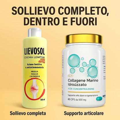 Marine Collagen with Hyaluronic Acid and Arnica Cream - Anti-Aging and Soothing Treatment with Lievosol and CL-38 - Deep Hydration, Skin Elasticity, Muscle and Joint Relief - 200ml
