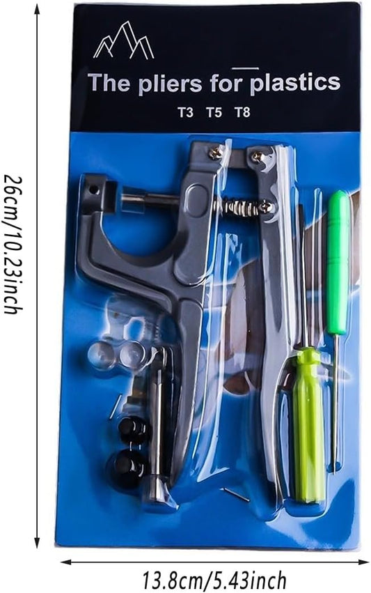 AIMALL KAM Snap Press Pliers Hand Tool FSTNR T3 T5 T8 with Ergonomic Handle, Awl, and Snap Fastener Kit for DIY Crafts