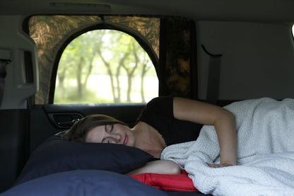 Roadie- The OVERNIGHTER™ SUV Window Tent with Bug Screen and Retractable Awning. Great for Camping in an SUV. (Patented)