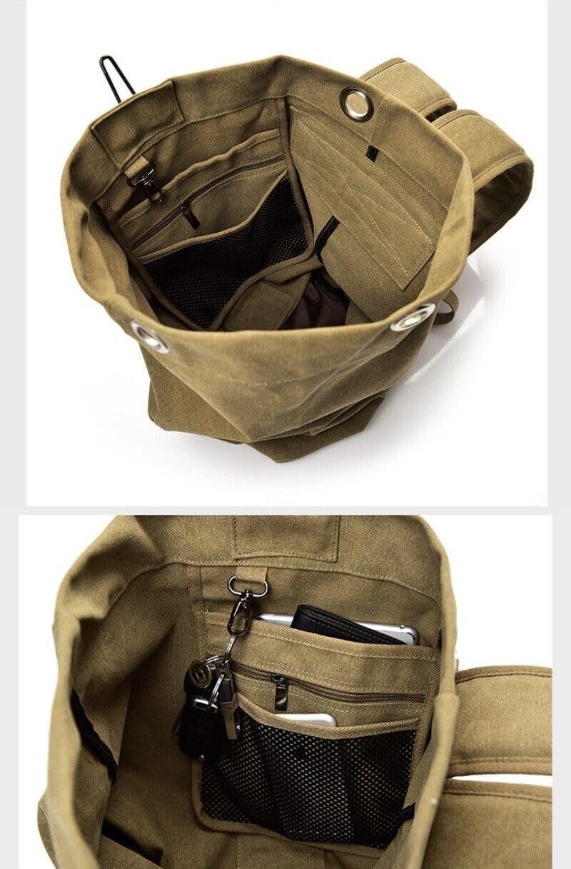 AIMALL Men's Fashion Canvas Backpack, Large Capacity Travel and Outdoor Sports Bag, Available in Small and Large Sizes