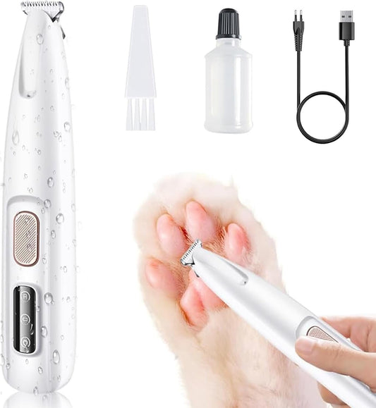 Saffory Electric Dog Trimmer,2025 Upgrades Dog Paw Trimmer with LED Light,18 mm Widen Blade, 35 dB Low Noise,Rechargeable Pet Electric Hair Clipper for Dogs and Cats