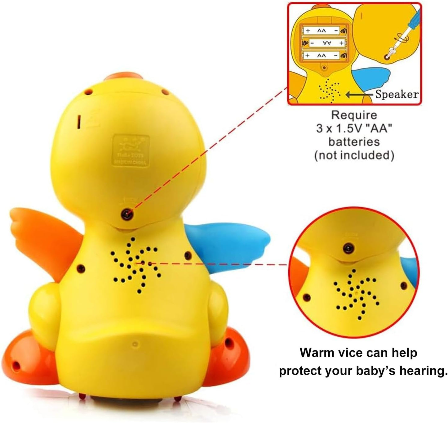 Yiosion Musical Flapping Yellow Duck Interactive Action Educational Learning Walking Light Up Dancing Toy for 1 Year Old Baby Toddler Infant