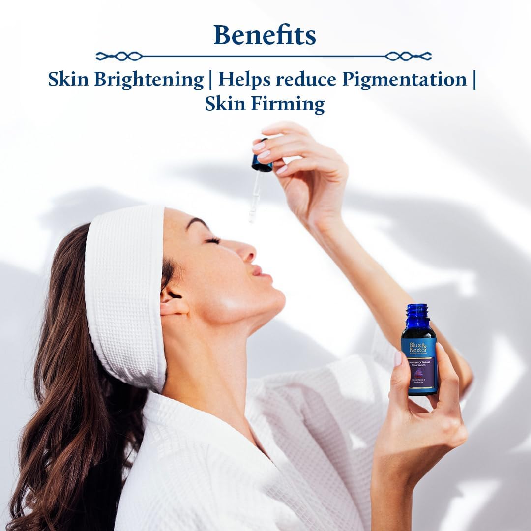 Blue Nectar Anti Aging Face Serum, Pure Ayurveda Kumkumadi Tailam Radiance Glow Serum, All Natural Face Oil and Face Moisturizer for Women, 26 herbs - 10 ml