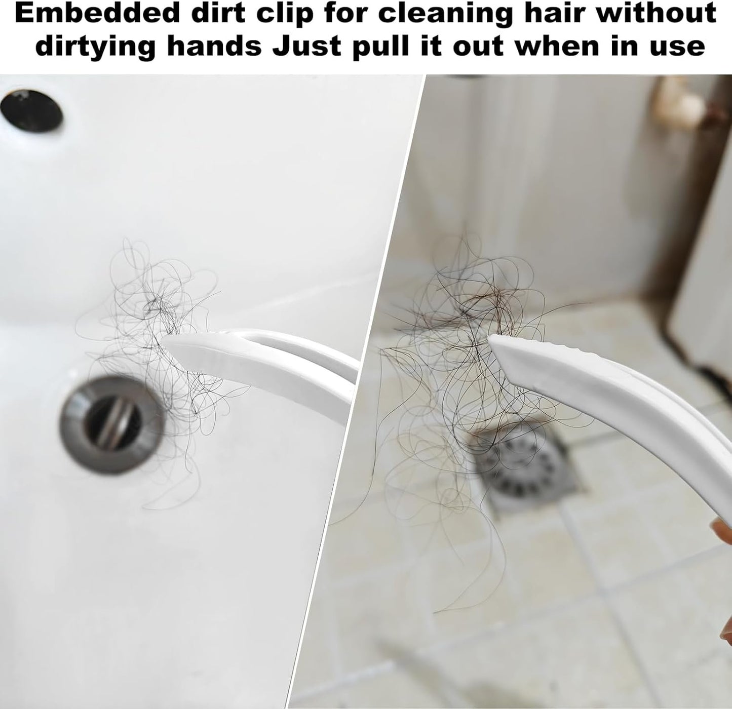 QAGOBDI Cleaning Brush for Household, Bathroom Hard Bristle Crevice Cleaning Brush Tools, 2 PCS Bathroom Gap Brush with Long Gandle Embedded Stolen Goods Clip