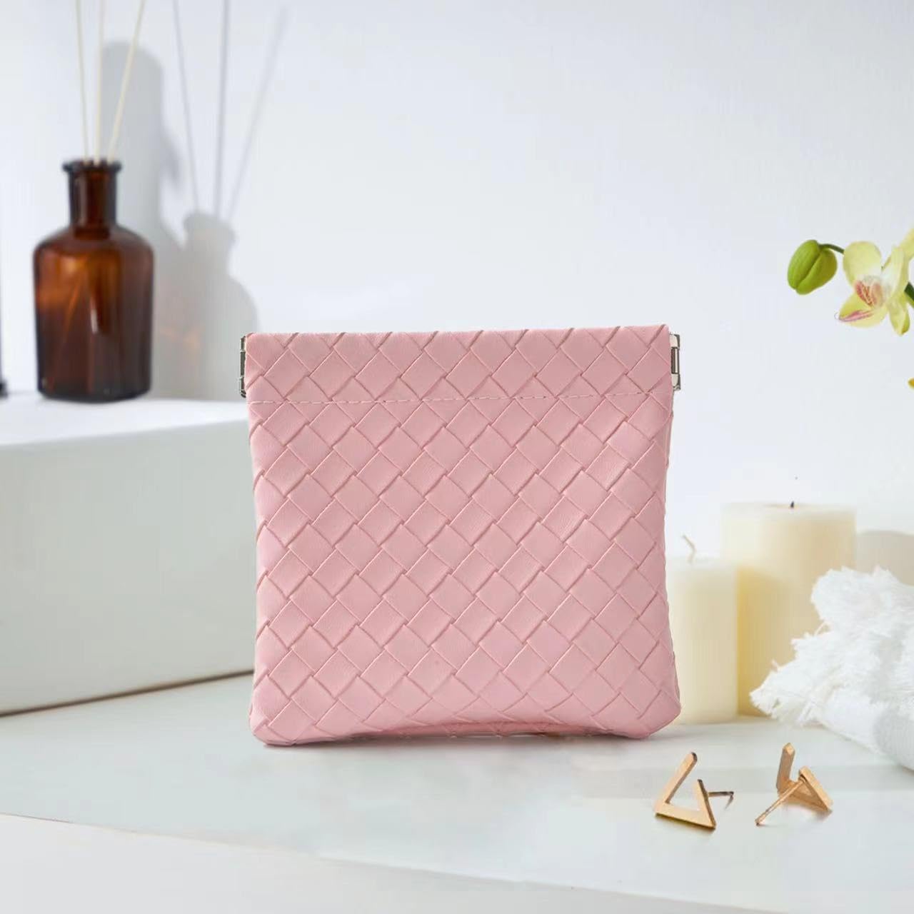 4PCS Small Makeup Bag for Purse，Waterproof Leather Portable Mini Makeup Bag,Snap Closure Organizer Pouch for Coins Cards Jewelry Lipstick Cosmetic Accessories，Small Travel Kit Storage Pouch,