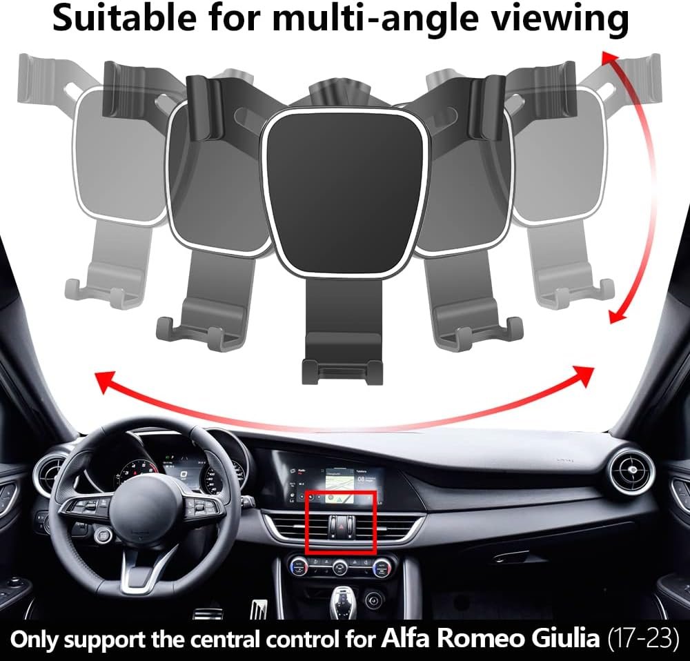 LUNQIN Car Phone Holder for Alfa Romeo Giulia 2017 2018 2019 2020 2021 2022 2023 Car Accessories Navigation Bracket Interior Decoration Mobile Phone Holder
