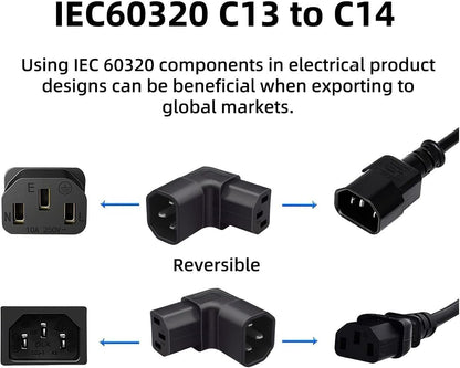 ChenYang IEC 320 C14 Male 1 to 2 C13 Female Y Splitter Power Extension Cable Adapter 10A 250V for Monitor/Computer/PDU Chassis/Printer