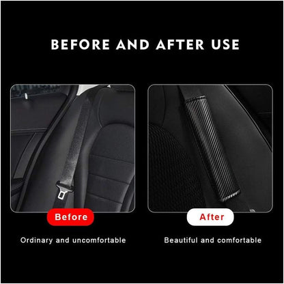 2 Pieces Seat Belt Pads, for Ford ST Carbon Fibre Seat Belt Cover Logo Car Interior Styling Accessories