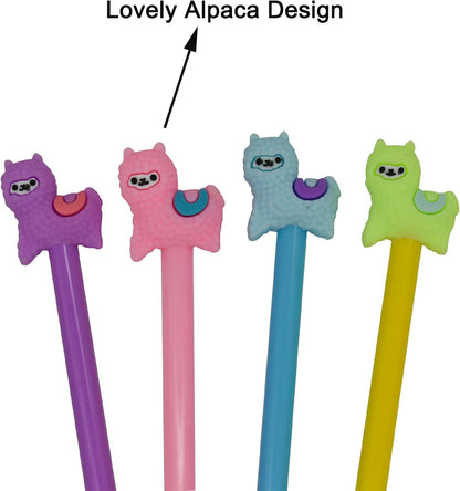 Maydahui 12PCS Alpaca Gel Pen Cartoon Sheep Llama Animal Pens Cute Colorful Writing Pen Black Ink for School Office Stationery Supplies