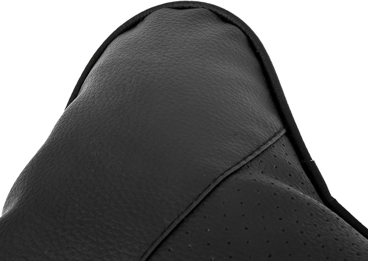 DS. DISTINCTIVE STYLE Car Neck Pillow 2 Pieces PU Leather Travel Pillow for Head Rest Neck Support for Car Seat (Black with Buckle)