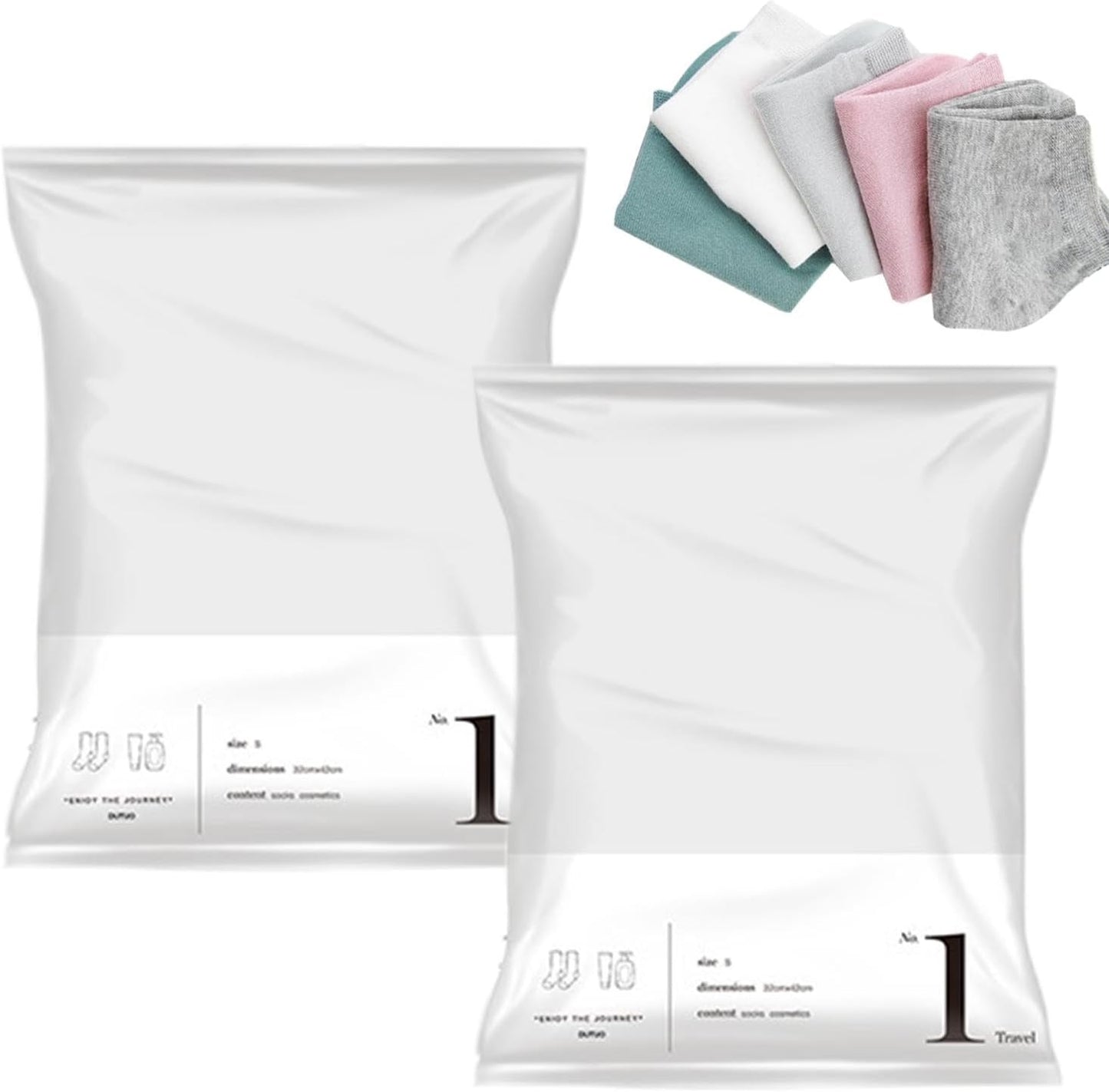 Travel Vacuum Bags, 2 Pack Clothing Organizers, Space Saving Storage for Suitcases and Home, No Pump or Vacuum Required, Ideal for Efficient Packing, Organization