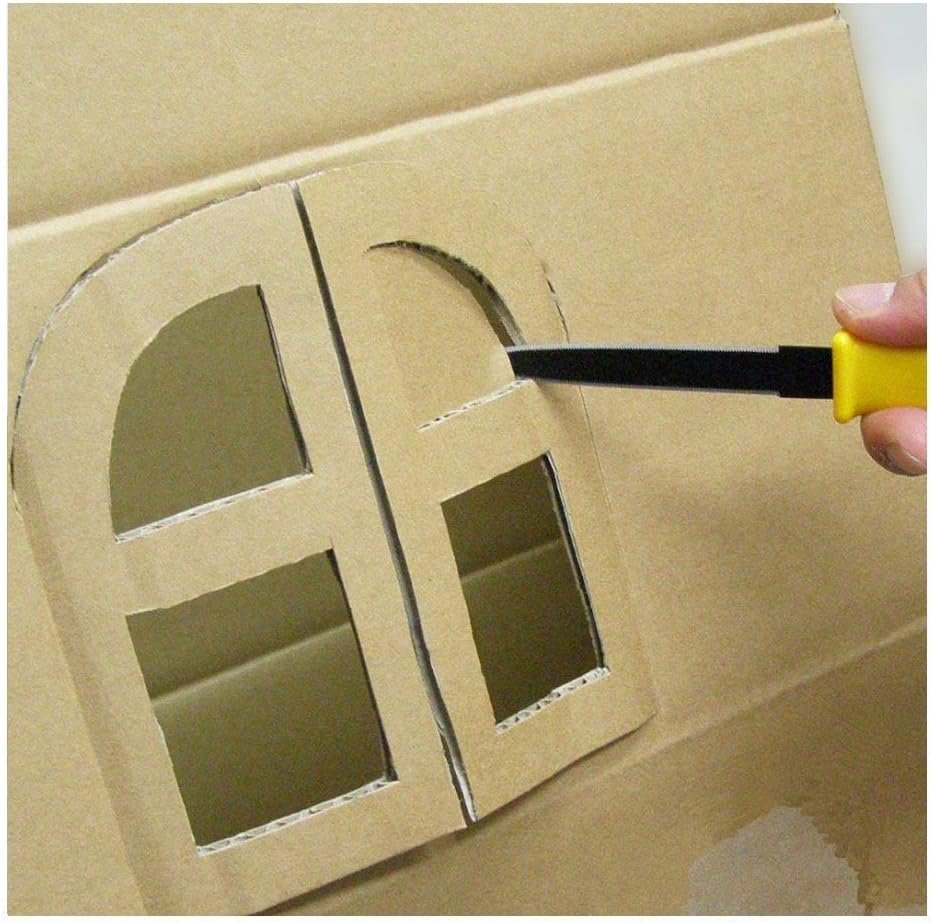 CANARY Corrugated Cardboard Cutter Dan Chan, Safety Box Cutter Knife [Non-Stick Fluorine Coating Blade], Made in Japan, Yellow (DC-190F-1) (Bulk 3 pcs)