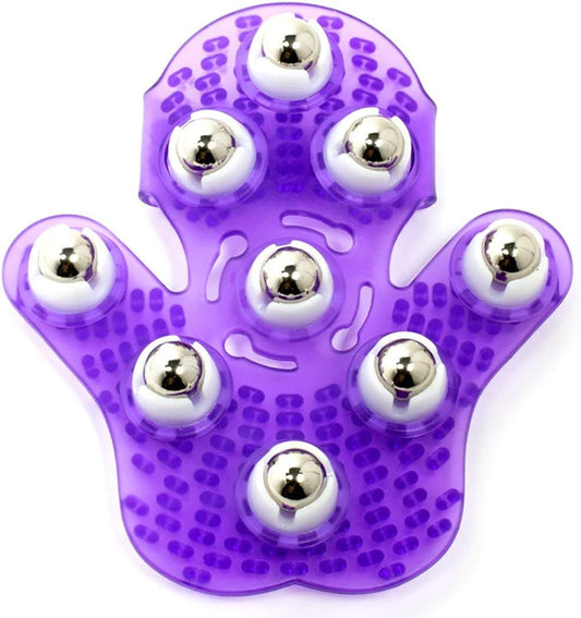 Deep Tissue Massage Roller Glove for Neck, Chest, Foot, Hamstrings, Thighs, and Full Body Care 9 360-degree-roller Metal Roller Ball Beauty Body Care (Purple)