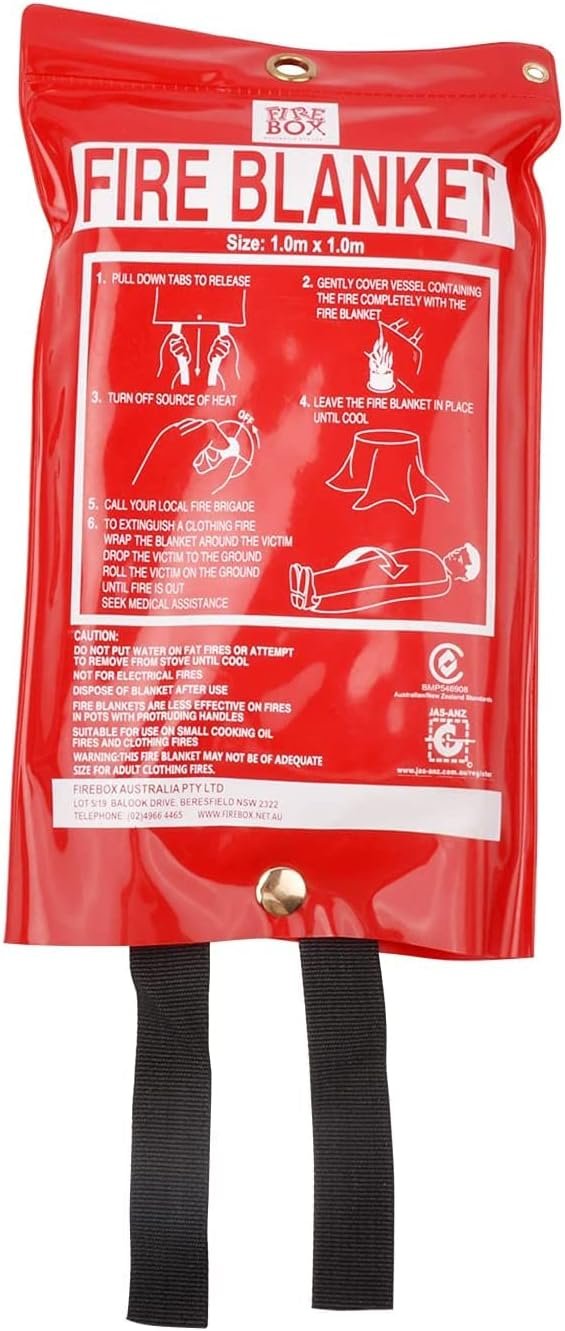 TOPEX 1.0m x 1.0m Fire Blanket Emergency Fire Blanket Home Fireproof Blanket Cotton Glass Fire Retardant Blankets for Emergency Survival Safety for Offices, Kitchen, Warehouse