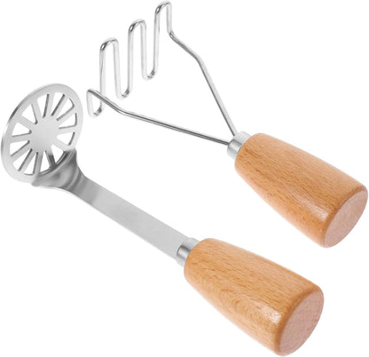 PRETYZOOM 3 Sets Potato Crusher Food Crusher Heavy Starch Hot Pie Mashed Kitchen Gadget Kitchen Gadget Portable Masher Wood Vegetable Masher 2 Pieces * 3