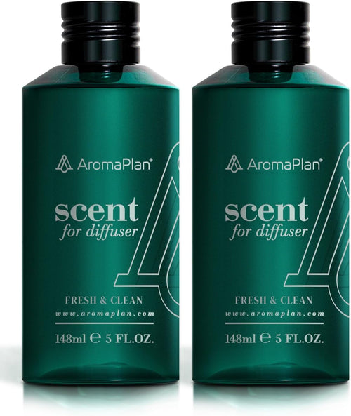 Aromaplan Scents, Clean Smelling Essential Oils, Fresh & Clean 5 Fl Oz (2 Pack)-Fresh Scent Essential Oil for Diffuser, USA Fragrance, Bigger Bottle, Bolder Aroma & Longer Lasting