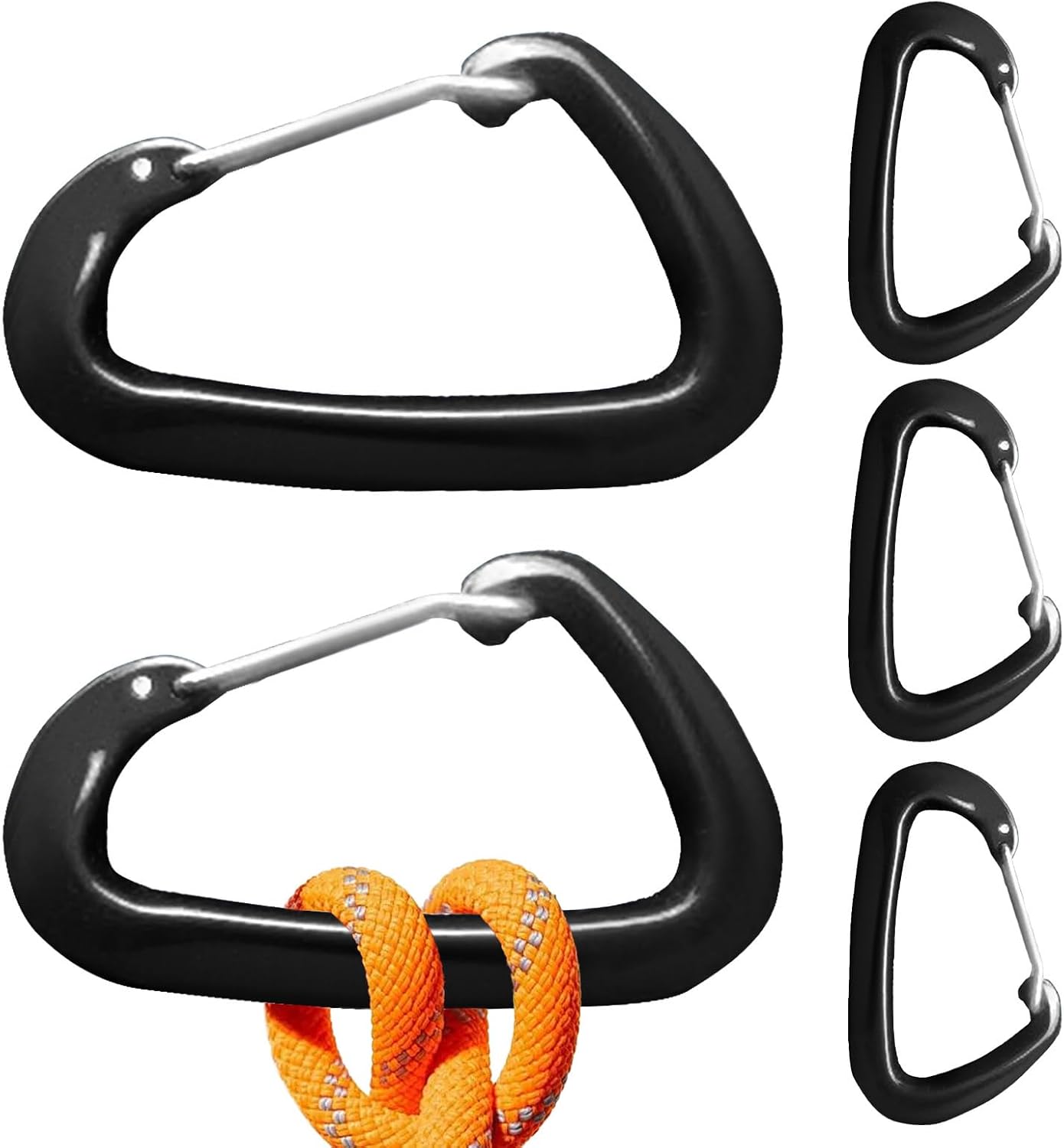 Carabiner Clip, D Shaped Spring Hook, Small Carabiners, Camping Accessories Buckle, Multipurpose Outdoor Gear for Hiking, Climbing, Backpacking, and Adventure Activities, Aluminum