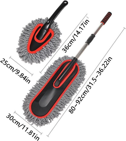 Mimoqk Auto Wash Brush, Portable Cleaning Duster, 2 x Extendable No Scratch Soft Tool for Exterior Maintenance, Household Dusting Detailing Automotive Interior Accessories, 35,43 pollici