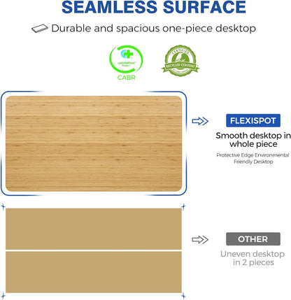 FLEXISPOT Standing Desk Quick Assembly Electric Sit Stand Desk Whole-Piece Desktop Ergonomic Memory Controller Adjustable Height Desk(White Frame + 40" Bamboo Texture Desktop)