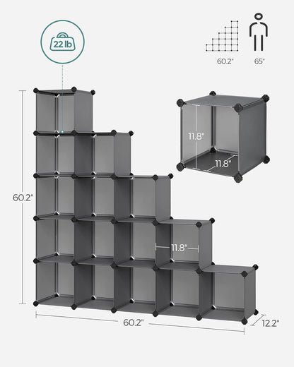 SONGMICS Cube Storage Organizer, 16 Cube Closet Organizers 48.4 x 12.2 x 48.4 Inches, Gray ULPC442G01