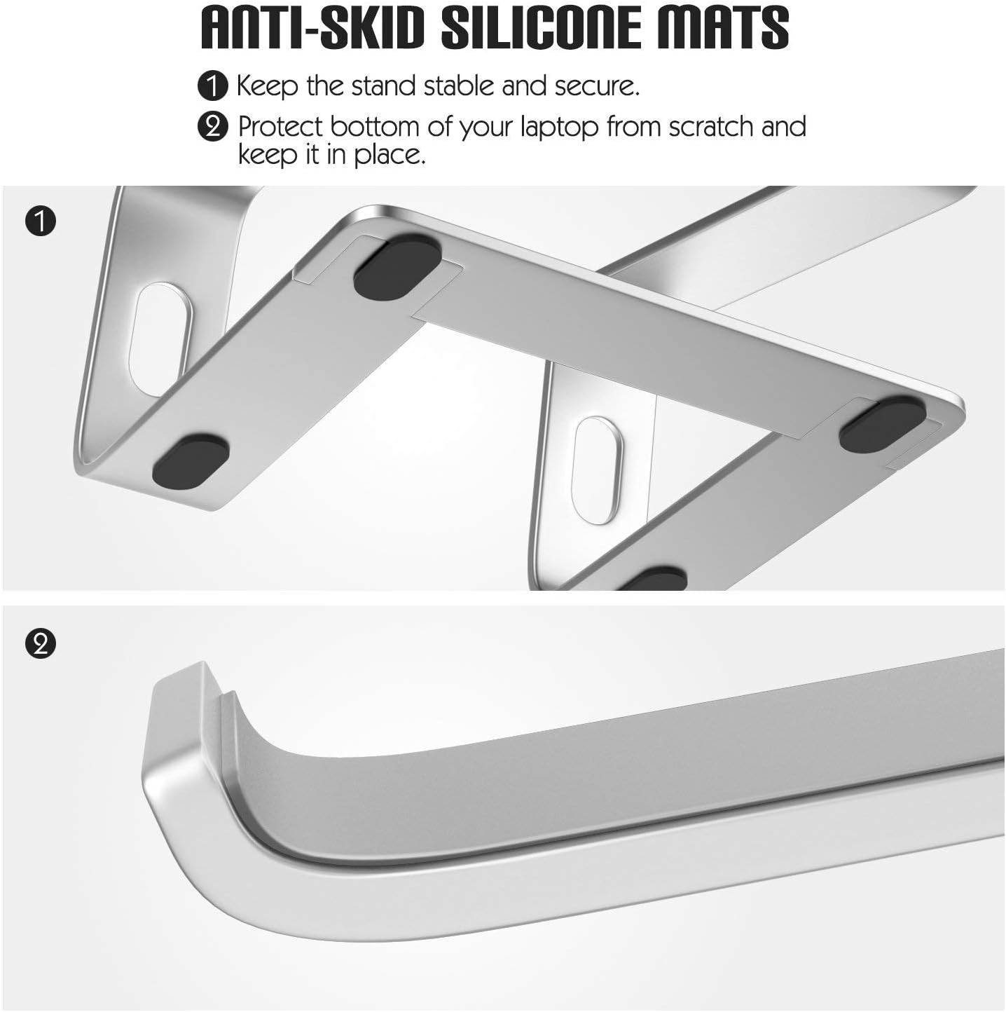 pishi Laptop Stand, Ergonomic Laptop Riser, Aluminum Made Vertical Laptop Stand with Metal Holder, Compatible with 10-15.6 Inches Screen Laptop | (Silver): M5