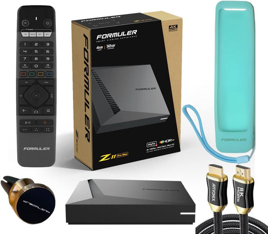 Formuler Z11 Pro Max Android 11 Wireless Ax 2x2 Gigabit LAN 4GB Ram 32GB ROM 4K + Extra 8K HDMI Cable + Extra Silicone Case Cover for Remote Control + Extra Magnetic Phone Car Mount